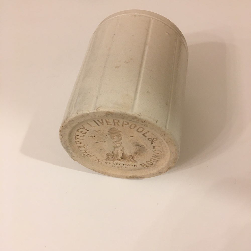Antique W P Hartley Marmalade Jar Crock Liverpool London Ribbed Ironstone